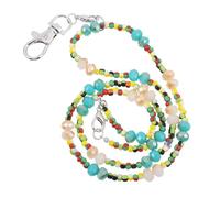 SUPVOX Lanière à Perles Colorées pour Femme, Corde Perlée Porte-clés et Téléphone Portable, Tour de Cou Léger et Pratique pour Badge D’identité, Cordon Suspendu Bleu Clair, Accessoire