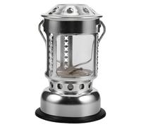 Supvox Lanterne de camping en alliage d'aluminium avec base argentée - Lanterne d'extérieur portable pour la pêche de nuit et le camping - Petite lampe à bougie chauffe-plat avec fonction de