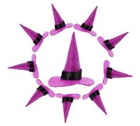 SUPVOX Lot De 10 Mini Chapeaux De Sorcière En Feutre Pour Halloween Décorations De Fête Décorations De Bouteilles De Vin Chapeaux De Sorcière Et De Sorcier Pour Halloween (Violet)