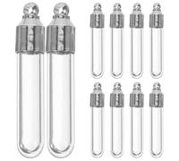 SUPVOX Lot de 10 Petites Fioles en Verre Transparent 6Mm Bouchon à Vis Nickelé Mini Bouteilles à Souhaits pour Colliers et Décoration pour Voyages et Rangement D’Objets Précieux