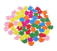 SUPVOX Lot de 100 Boutons en Bois Colorés Assortis Motifs Animaux et Fruits, Boutons de Remplacement pour Vêtements, Accessoires Couture pour Loisirs Créatifs et Décoration Textile