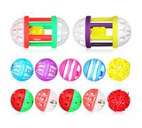 SUPVOX Lot de 12 Jouets pour Perruche en Plastique, Boules à Mâcher pour Oiseaux pour Cage, Jouets D'entraînement au Foraging et Amusement des Petits Oiseaux