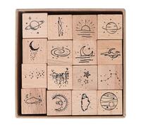 SUPVOX Lot de 16 Tampons en Bois de Hêtre Motif Ciel Étoilé Kit DIY pour Garçon et Filles Scrapbooking Albums Photo et Décoration Manuelle