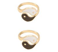 SUPVOX Lot de 2 Bagues Ajustables Ouvertes en Alliage Doré Design Créatif Vintage Taiji Yin Yang Bagues Décoratives pour Fille Style Chinois Rétro Présent pour Occasions Quotidiennes