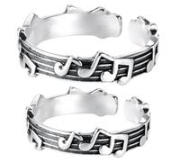 SUPVOX Lot de 2 Bagues Ouvertes Notes de Musique en Alliage Ajustables Bagues de Couple Unisexes Vintage Bijoux pour Femmes et Hommes Présent Saint-Valentin
