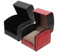 SUPVOX Lot de 2 Boîtes à Montres en Cuir PU Incurvé, Coffrets de Rangement Décoratifs pour Montres Homme, Boîtes Anti-Rayures Noires et Rouges, Étuis Portables pour Usage Domestique