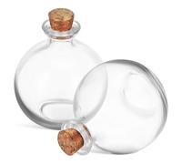 SUPVOX Lot de 2 Bouteilles en Verre Sphériques 250 ML avec Bouchon en Liège, Terrarium Mousse pour Décoration Intérieure et Culture Hydroponique, Contenant Vide Multifonction
