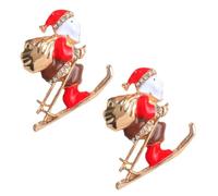 SUPVOX Lot de 2 Broches de Noël en Alliage Épingles de Revers Festives pour Manteau et Pull Décoration Hivernale Femme Motifs Cloche Canne Bonhomme de Neige et Sapin Accessoire