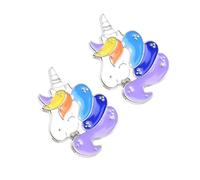 SUPVOX Lot de 2 Broches Licorne Colorées pour Garçon et Filles Épingles à Poitrine Décoratives en Alliage Léger Accessoires Mode pour Vêtements Paquet et Chapeaux Présent Fille Fête
