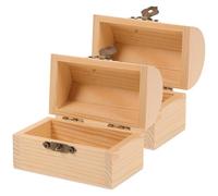 SUPVOX Lot de 2 Coffres à Trésors en Bois Massif Petit Format, Boîte de Rangement Décorative Fermoir Métallique, Finition Bois Naturel Écologique, pour Bureau, Présents Style