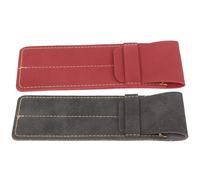 SUPVOX Lot de 2 Étuis en Cuir PU Mat Vintage pour Deux Stylos, Protection Résistante aux Rayures, Pochette Fine Noire et Rouge Foncé, Rangement Pratique pour Stylos-Bille et