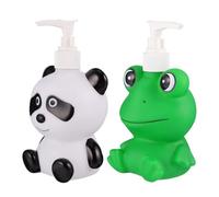 SUPVOX Lot de 2 Flacons Distributeurs de Lotion de Dessin Animé 300 Ml, Bouteilles Press en Plastique, Motifs Panda Noir et Blanc Grenouille Verte, Adaptés pour Shampoing, Gel et Lotion