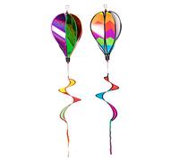 SUPVOX Lot de 2 Girouettes Montgolfière Décoratives pour Jardin Extérieur, Moulin à Vent Rotatif en Plastique et Paillettes, Décoration Festive Colorée pour Pelouse et Terrasse