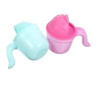 SUPVOX Lot De 2 Gobelets à Shampoing Garçon Et Filles Ergonomiques Poignée Courbée, Cuillère De Baby Shower Antidébordement, Plastique Sûr, Pour Bain Bébé Et Rinçage Facile, Vert Et Rouge