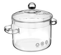 SUPVOX Lot de 2 Marmites en Verre Borosilicaté 1350ml Double Poignée et Couvercle, Marmite Transparente Pratique pour Soupe et Nouilles, Adaptée Cuisine Maison et Cuisson sur Plaque