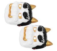 SUPVOX Lot de 2 Masques de Samouraï Japonerie en Plastique Blanc Masque Intégral Démon Samouraï Réutilisable pour Cosplay, Carnaval et Décoration Murale de Restaurant ou Sushi