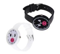 SUPVOX Lot de 2 Montres-Bracelets en Silicone Étanches pour Garçon et Filles, Motifs Dessin Animé Petit Cochon, Montres à Quartz Précises, Bracelets Blanc et Noir, Adaptées aux Étudiants