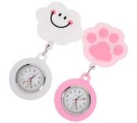 SUPVOX Lot de 2 Montres de Poche Rétractables pour Infirmières Femme Silicone Doux Motif Nuage Blanc Souriant et Patte de Chat Rose Accessoires Pratiques pour Uniformes Médical et