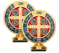 SUPVOX Lot de 2 Ornements en Alliage Coloré Saint Benoît, Décorations Chrétiennes de Croix, Décor Unique pour Maison, Bureau et Scène de Noël, Accessoire Catholique de Collection