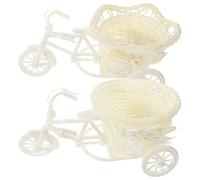SUPVOX Lot de 2 Paniers Décoratifs en Rotin pour Tricycle Mini Taille Ornements Créatifs pour Décoration Mariage et Fête Accessoires D’Intérieur Rubans Colorés Couleur Aléatoire