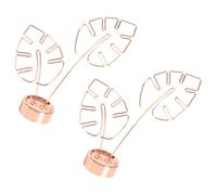 SUPVOX Lot de 2 Pinces Mémo Métal de Feuille de Monstera Rose Doré Base, Support à Pince à Mémo Décoratif pour Bureau et Maison, Clips Photo Multifonction pour Cartes de Visite et Notes