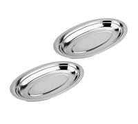 SUPVOX Lot de 2 Plateaux Ovales en Acier Inoxydable 28 Cm, Plats de Service Multifonctions pour Steak, Pâtisserie et Fruits, Assiettes Résistantes pour Repas Quotidiens et Occasions