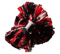 SUPVOX Lot de 2 Pompons Métalliques Rouge et Noir 125 CM pour Cheerleading Accessoires Légers et Brillants pour Pom-Pom et Équipes de Danse pour Compétitions et Spectacles