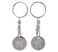 SUPVOX Lot de 2 Porte-Clés Jeton de Caddie en Acier Inoxydable Style Classique Format Compact Anneau Porte-Clés Métal pour Supermarché Déverrouillage Chariot de Courses Pratique et