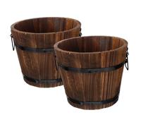 SUPVOX Lot de 2 Pots à Fleurs Succulentes en Bois Carbonisé Marron, Grand Format 18,5x14x15 Cm, Jardinières Pratiques pour Balcon et Jardin, Seaux Multifonctionnels pour Plantes