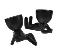 SUPVOX Lot de 2 Pots de Fleurs en Céramique Forme Humaine pour Succulentes et Plantes D'intérieur, Décoration Bureau et Maison, Petits Vases Artistiques Modernes Nordiques, Blanc Mat, 10