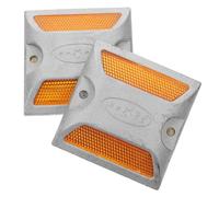 SUPVOX Lot De 2 Réflecteurs Routiers Métalliques en Aluminium Moulé Remplis De Sable, Double Jaune, pour Sécurité Extérieure, Routes Et Allées, Haute Visibilité, Installation sans Outil