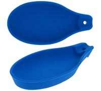 SUPVOX Lot de 2 Repose-Cuillères Silicone, Coussinets Larges Bleus Résistants la Chaleur, Accessoires pour Cuillères et Louches, Support la Cuisine pour Table et Comptoir