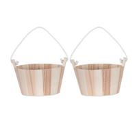 SUPVOX Lot de 2 Seaux en Bois 12,5 Cm avec Anse en Corde Seaux à Sel pour Sauna et Spa de Multifonctionnels pour Salle de Bain et Relaxation à Domicile
