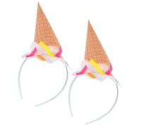 SUPVOX Lot de 2 Serrage-Têtes Garçon et Filles de Cornet de Glace Blanc Accessoire Coiffure Gourmand pour Fête D’Anniversaire Déguisement Halloween et Cosplay Thème Dessert Bandeau