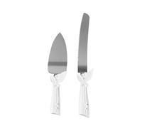 SUPVOX Lot de 2 Set de Set de Pièces Couteau et Pelle à Gâteau Mariage en Acier Poignée en Résine Blanche, Résistance la Corrosion, pour Anniversaire ou Pendaison de Crémaillère
