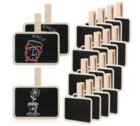 SUPVOX Lot de 20 Mini Pinces en Bois Mini Panneaux Ardoise Effaçables 7,2x6,8x4,8 Cm, Étiquettes Tableau Noir Réutilisables pour Buffet, Organisation la Cuisine et Décoration Fête