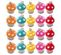 SUPVOX Lot de 20 Pendentifs Champignons en Résine Multicolores Épingle Suspendre, Mini Breloques DIY pour Création de Bijoux, Bracelets et Boucles D’Oreilles, Accessoires Artisanat