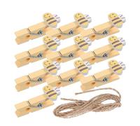 SUPVOX Lot de 20 Pinces à Linge en Bois Motif Abeille avec Cordelette en Jute, Petites Pinces Photo Multifonctions pour Décoration Murale et Fête, Clips Réutilisables pour Photos