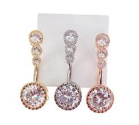 SUPVOX Lot de 3 Anneaux de Nombril Élégants en Zircone Cubique, Pendentifs Ronds pour Piercing Ventre, Couleurs Argenté, Or Rose et Doré, Bijoux de Piercing Femme, Couleur Aléatoire
