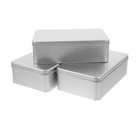 SUPVOX Lot de 3 Boîtes à Biscuits en Tôle Martelée Couvercle Plat, Dimensions 180x110x55 Mm, Boîtes Métalliques Rectangulaires pour Emballage Gourmand, Rangement Pâtisserie et Fêtes