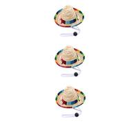 SUPVOX Lot De 3 Chapeaux pour Chien Poncho Mexicain Accessoire en Paille Casquette Sombrero pour Fêtes Taille Unique