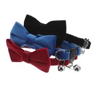 SUPVOX Lot de 3 Colliers pour Animaux de Compagnie Réglables avec Nœud et Clochette, Taille Ajustable, Coloris Noir, Bleu et Rouge, Colliers pour Chiens et Chats pour Sorties,