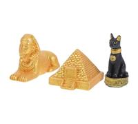 SUPVOX Lot de 3 Figurines Égyptiennes Miniatures en Résine - Pyramide, Sphinx et Chat Bastet - Décorations Antiques pour Micro-Paysage, Bureau ou Maison, Ornement de Collection