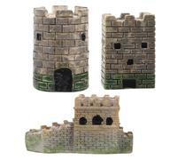 SUPVOX Lot de 3 Miniatures en Résine de Châteaux Carrés et Ronds pour Table à Sable, Décorations de Paysage Miniature, Modèle de Casemate Européen et Chinois, Ornements de Table