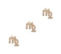 SUPVOX Lot de 3 Pendentifs Zodiaque en Cuivre Doré Petit Format Style Vierge Boucles d'Oreilles et Collier DIY Bijoux Hypoallergéniques Adaptés au Quotidien