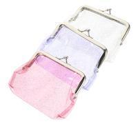 SUPVOX Lot de 3 Porte-Monnaie Transparents Paillettes Colorées Petit Paquet à Pièces Compact pour Femmes et Filles Étui de Rangement Pratique pour Pièces Billets et Écouteurs Voyage