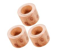 SUPVOX Lot de 3 Pots de Fleurs Rustiques en Bois, Ø6x4,5cm | Succulentes, Cactus, Crayons, Bougies, Finition Khaki, Style Rondins, Usage Intérieur
