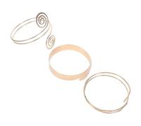 SUPVOX Lot de 3 set de Bracelets Joncs Manchette en Métal Doré Poli Ajustables et Légers pour Femme Accessoires de Bras Haut pour Mariage et Occasions Spéciales Bijoux Empilables