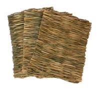 SUPVOX Lot de 3 Tapis d'herbe Tissés Naturels pour Lapin, Cobaye, Hamster et Écureuil, Tapis de Litière et Aire de Jeux à Mâcher, Petit Format, Revêtement Confortable pour Cage