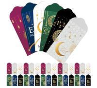 SUPVOX Lot de 36 Enveloppes pour L'aïd Mubarak en Papier, Petites Enveloppes D'argenté Décorées D'étoiles et Lunes, Format Portable pour Cartes de Paiement et Présents Lors du Ramadan